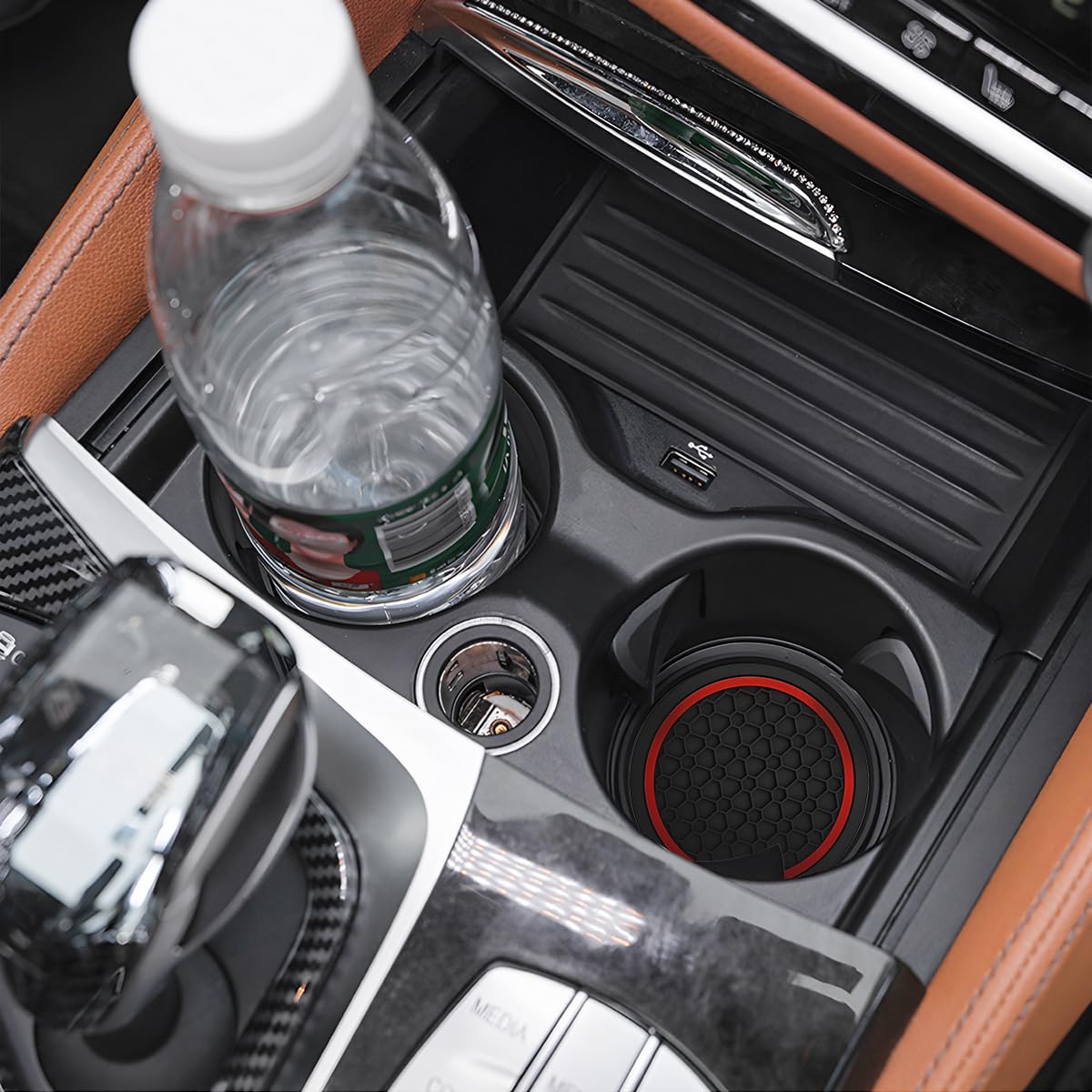 Mandark Car Cup Holder Coasters 4PCS Black Red