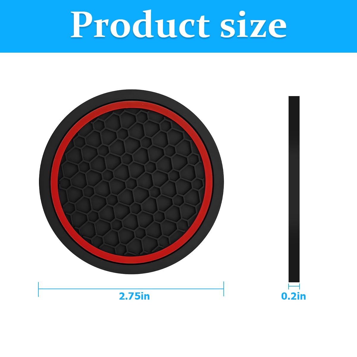 Mandark Car Cup Holder Coasters 4PCS Black Red