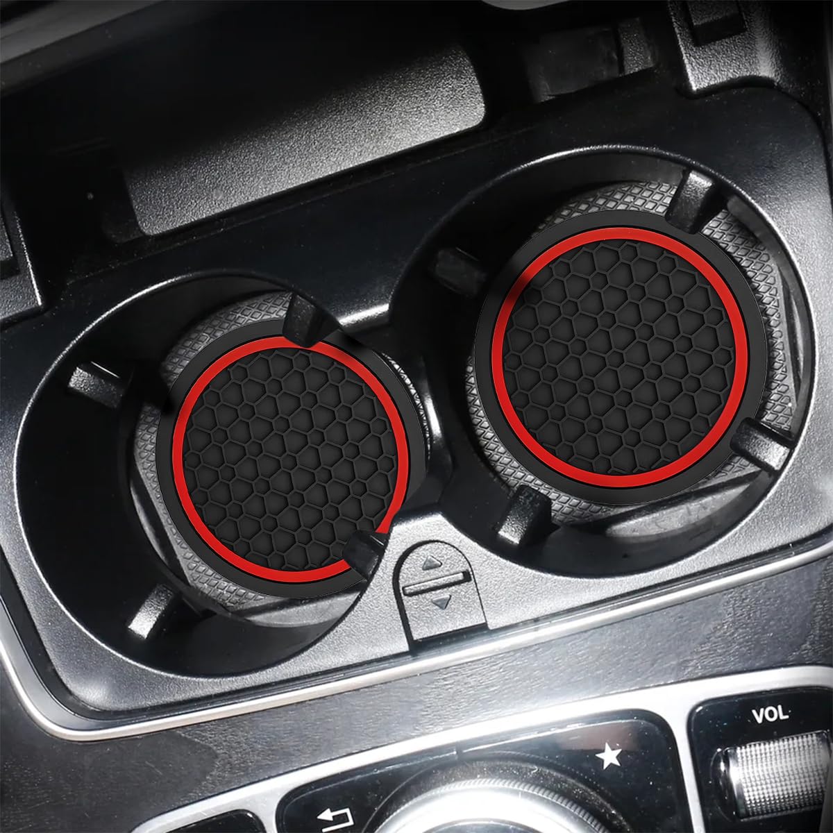 Mandark Car Cup Holder Coasters 4PCS Black Red