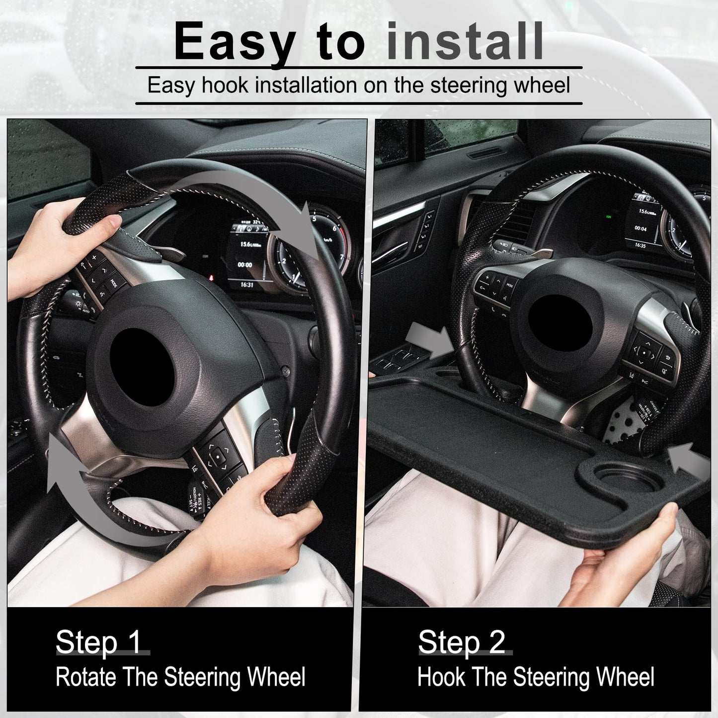 JUSTTOP Car Steering Wheel Desk for Laptop Black